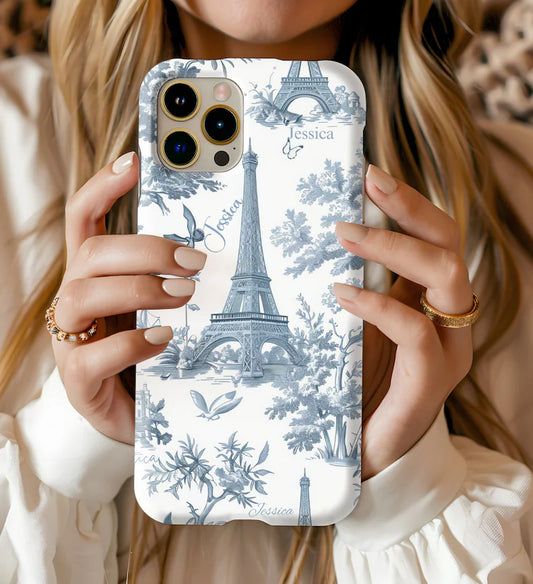 Custom iPhone Case • Snap, Tough Phone Case • Blue Toile De Jouy Phone Case • Elegant Phone Case• Elegant French Toile De Jouy Phone Case Timeless Blue & White Floral Design for iPhone Samsung Google Personalized Gift for Mom Girlfriend