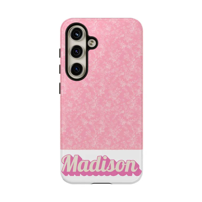 Custom iPhone Case • Snap, Tough Phone Case • Pink Toile De Jouy Phone Case • Elegant Phone Case• Elegant French Toile De Jouy Phone Case Timeless Pink & White Floral Design for iPhone Samsung Google Personalized Gift for Mom Girlfriend