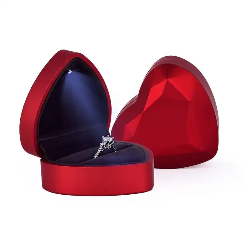 Heart Shape Ring Box • LED Light Jewelry Box