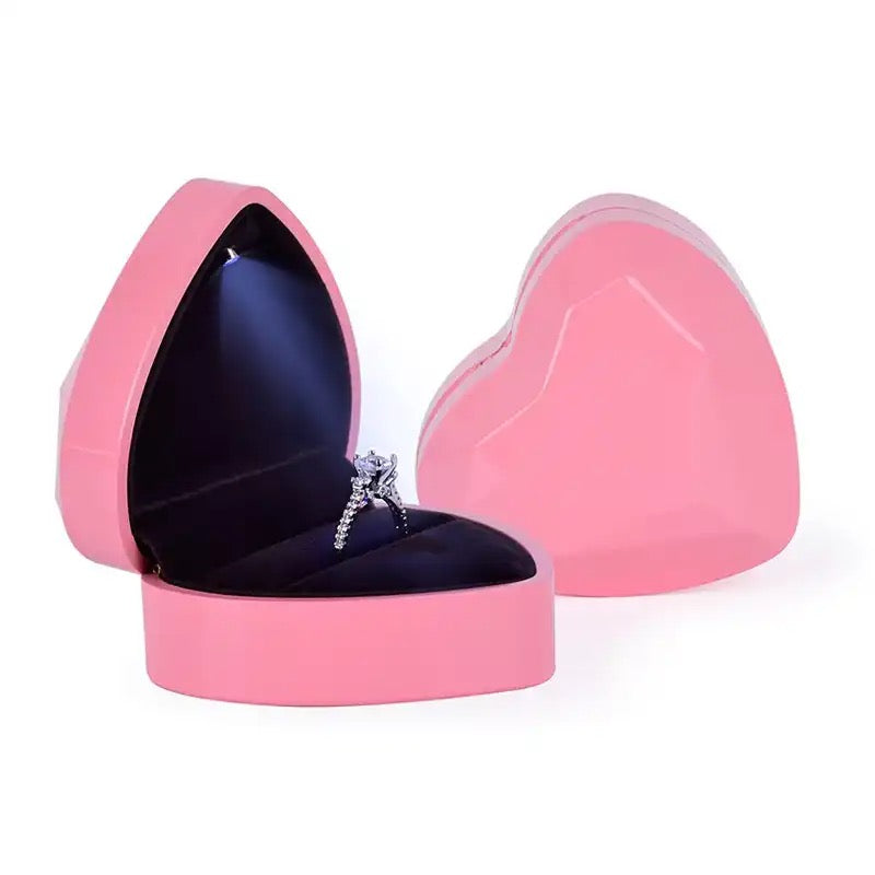 Heart Shape Ring Box • LED Light Jewelry Box