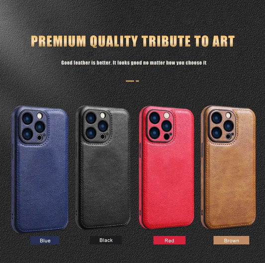 Luxury Leather Soft Phone Case For iPhone 15 11 12 13 14 Pro Max Plus • Shockproof Full Camera Protection Back Cover • Luxury and Stylish iPhone Case