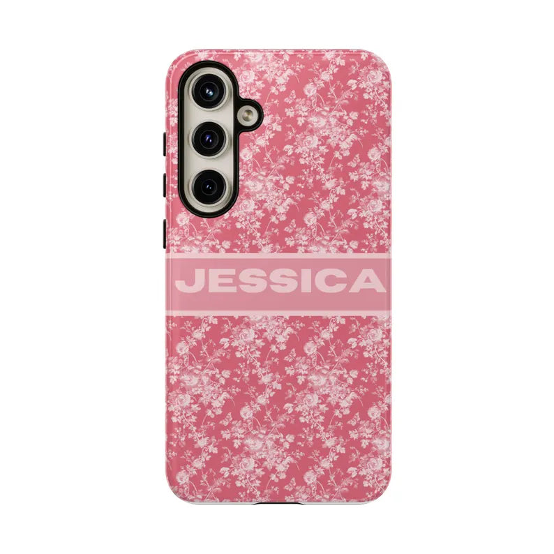 Custom iPhone Case • Snap, Tough Phone Case • Pink Toile De Jouy Phone Case • Elegant Phone Case• Elegant French Toile De Jouy Phone Case Timeless Pink & White Floral Design for iPhone Samsung Google Personalized Gift for Mom Girlfriend